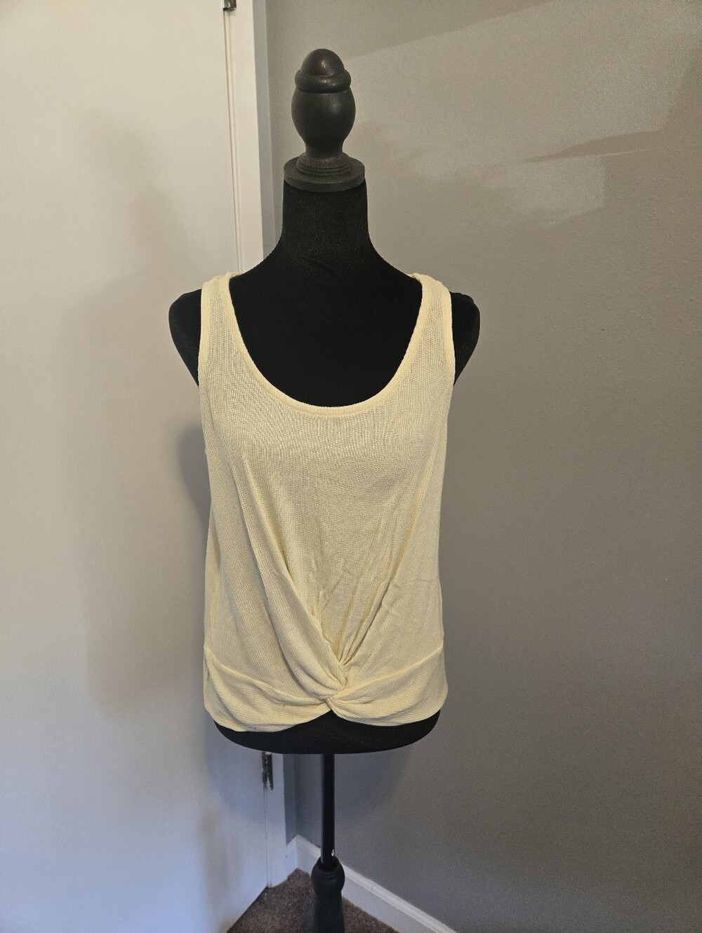 Pink Republic Yellow Knit Tank Top With Tie Front Detail